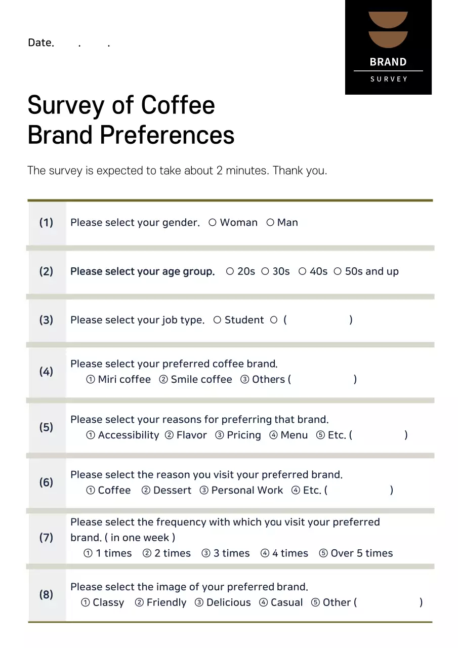 White Minimal Coffee Survey