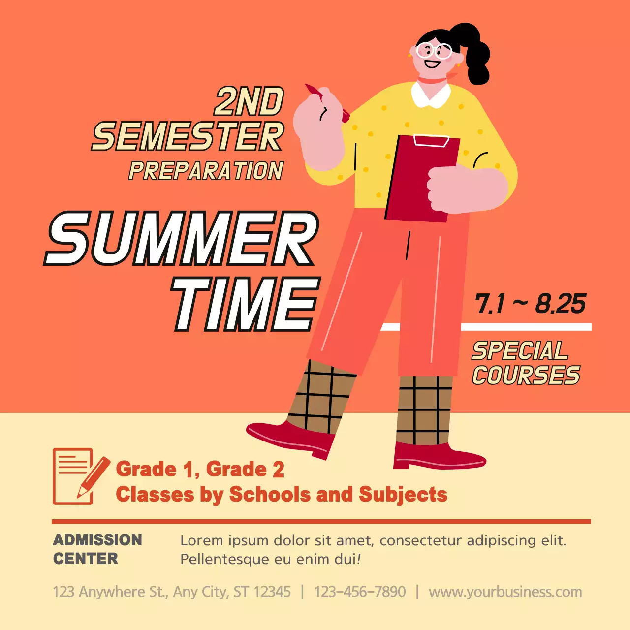 Orange Trendy Summer Courses Promotion Instagram Post