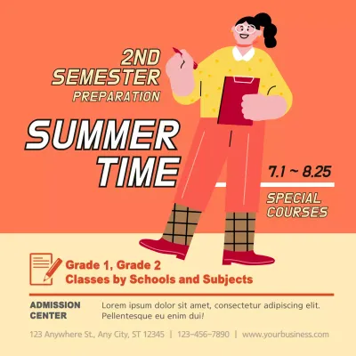 Orange Trendy Summer Courses Promotion Instagram Post