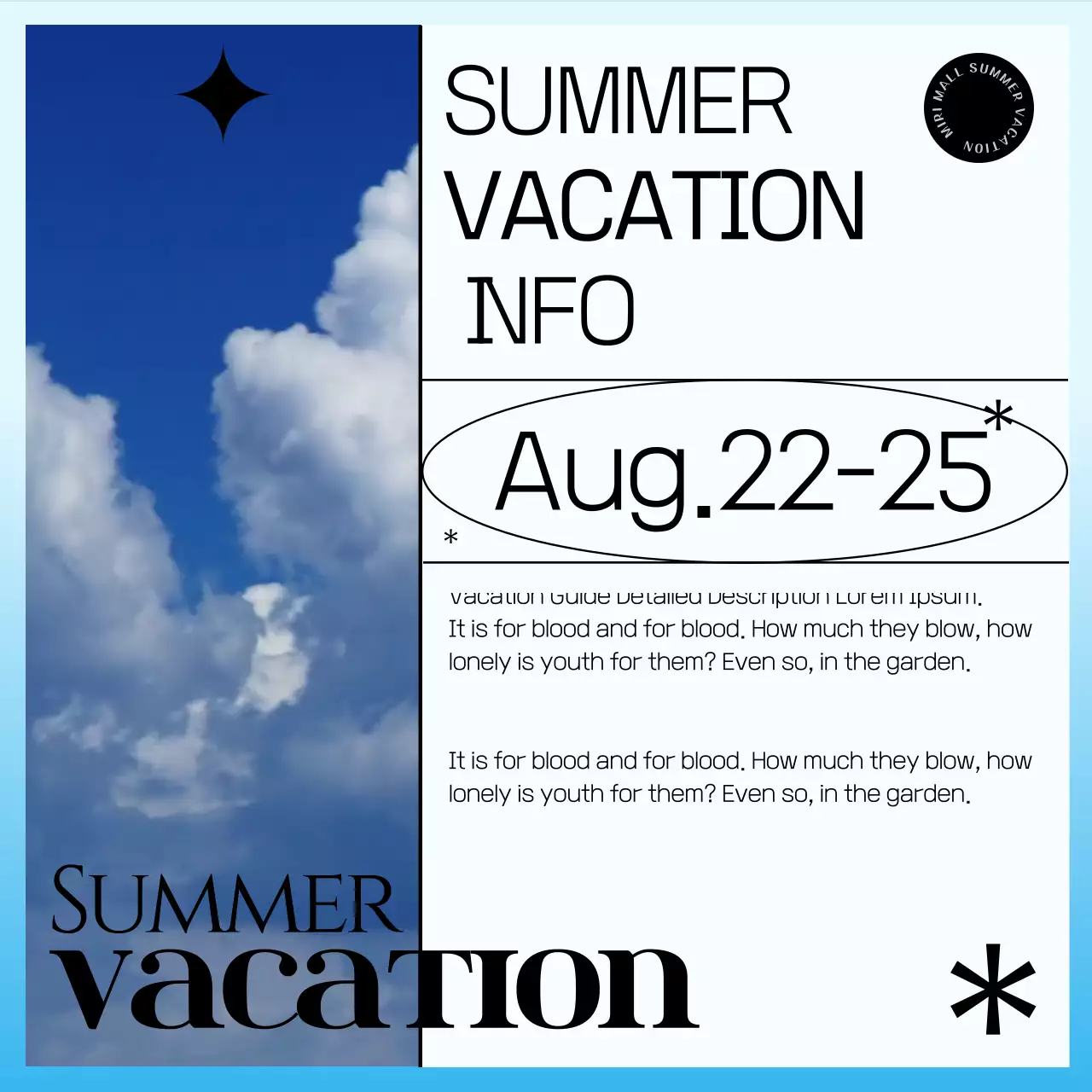 블루 모던 휴가 공지 소셜 미디어 게시물