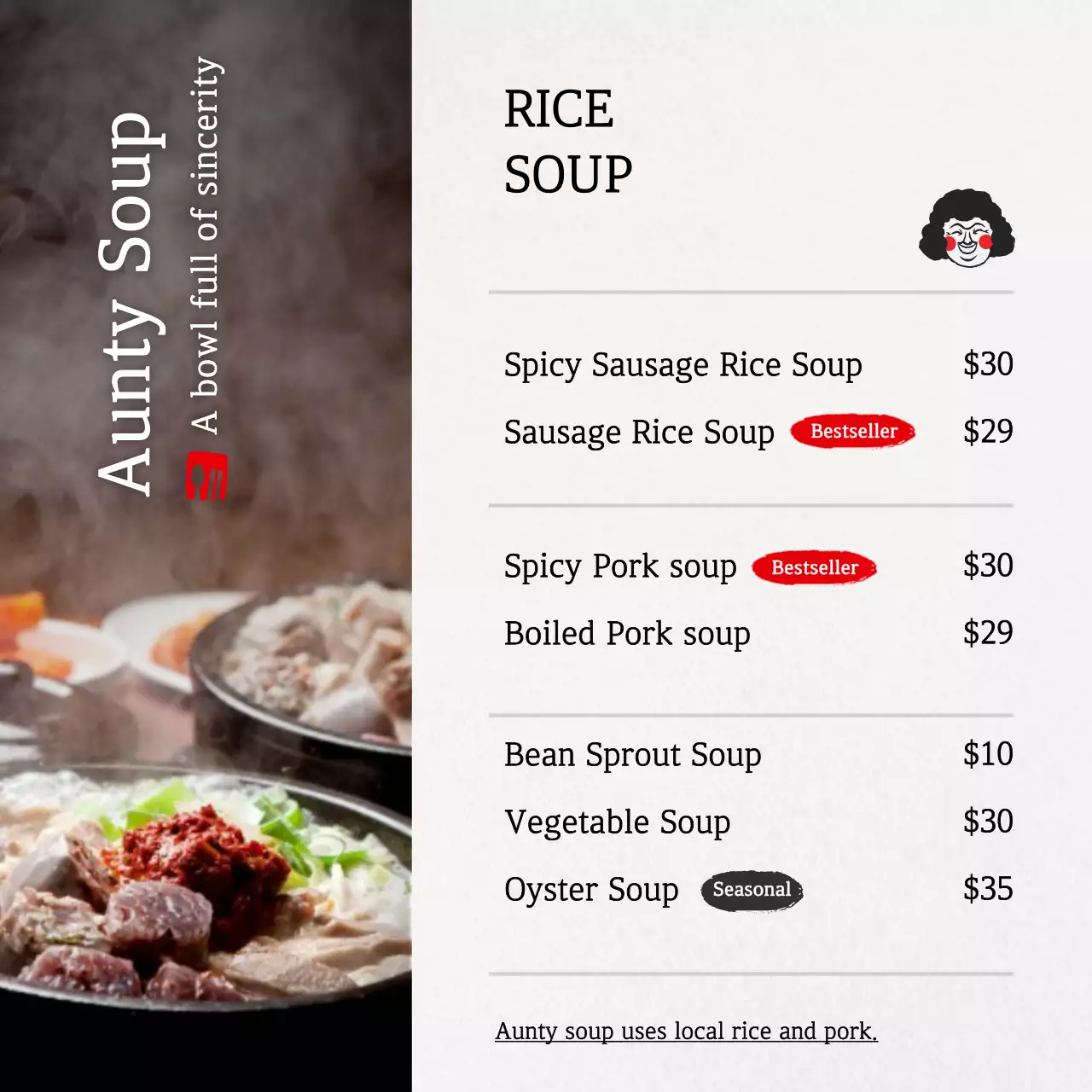 Beige Traditional Soup Menu Instagram Post