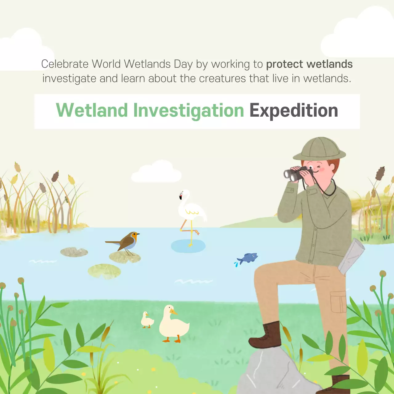 Green Nature Wetlands Announcement Instagram Carousel