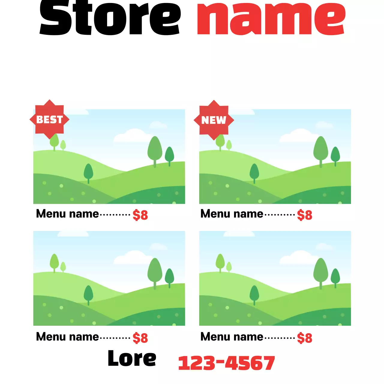 Banner de promoção de menu minimalista verde