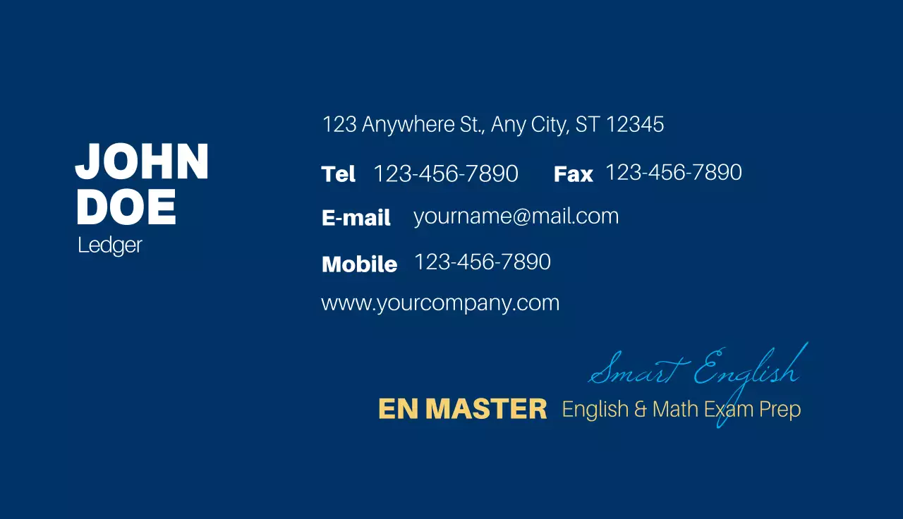 Yellow Modern Exam Business Card