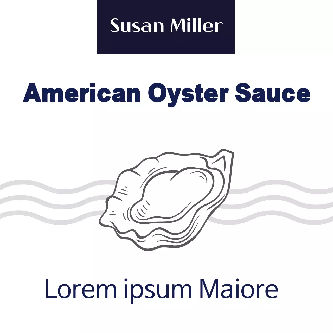 Rótulo alimentar de molho de ostras com ilustração azul-marinho