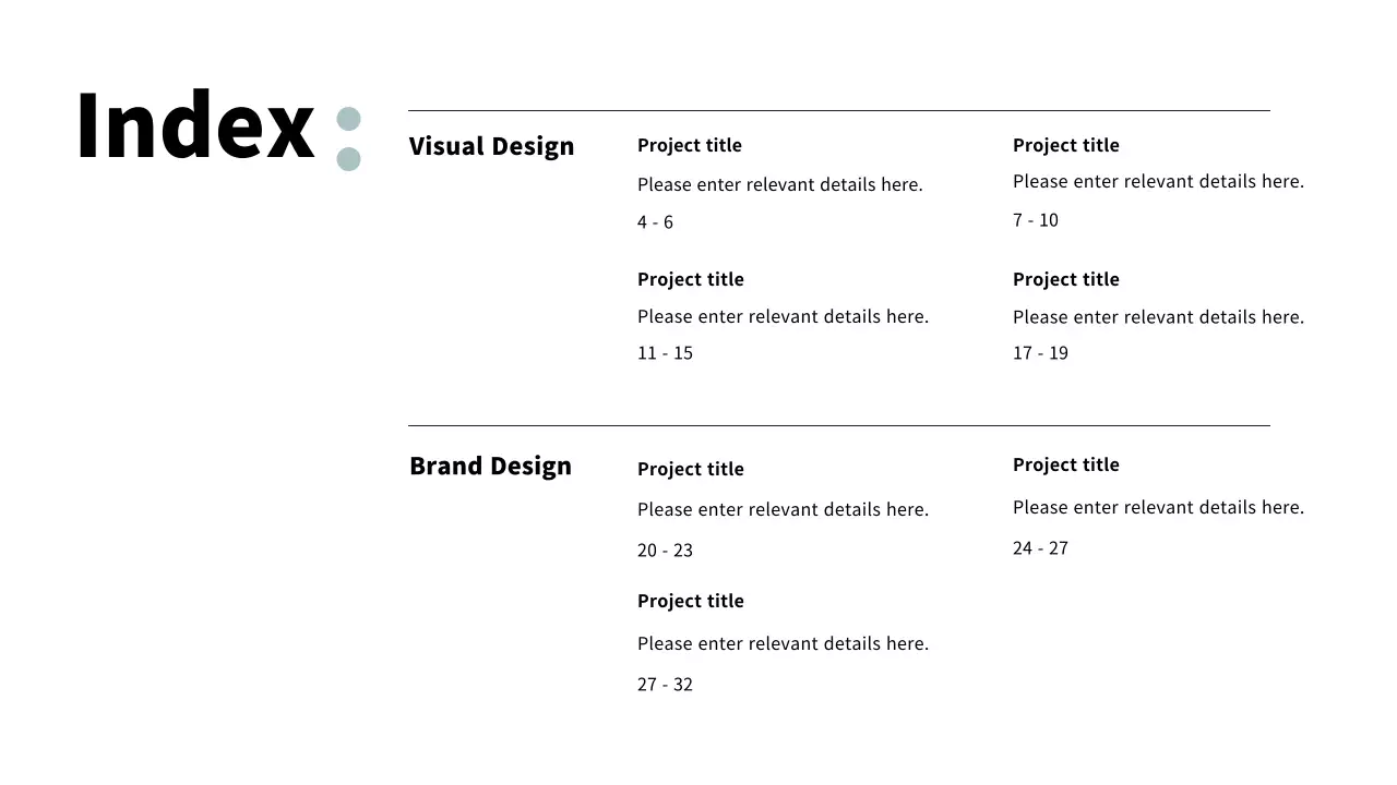 Portfolio with a mint-colored clean layout