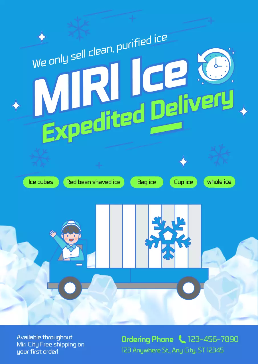 Blue Modern Ice Promotion Poster