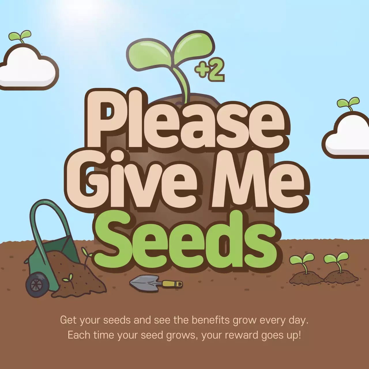 bud, illustration, arbor day, tree, soil, manure, clouds, sky, sun, sunlight, sunshine, shovel, stationery, title, title, flower, banner