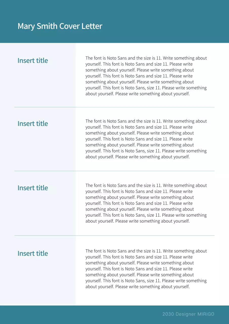 Teal Modern Cover Letter Template