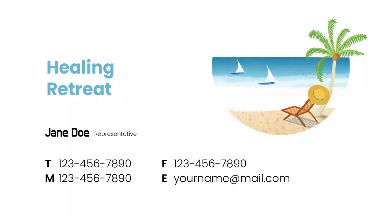 Blue Minimal Beach Promotion Business Card
