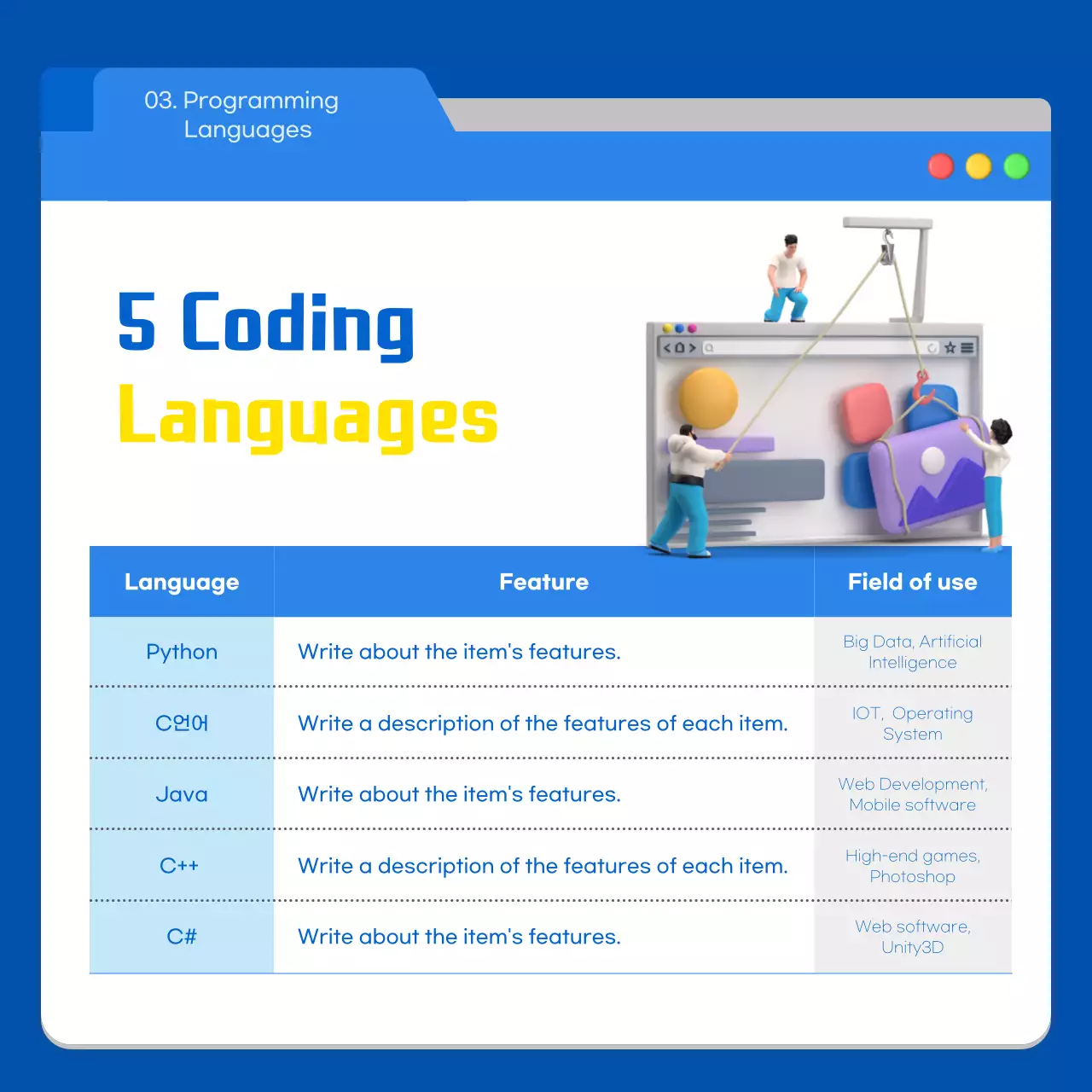 Blue Modern Coding Guide Instagram Carousel
