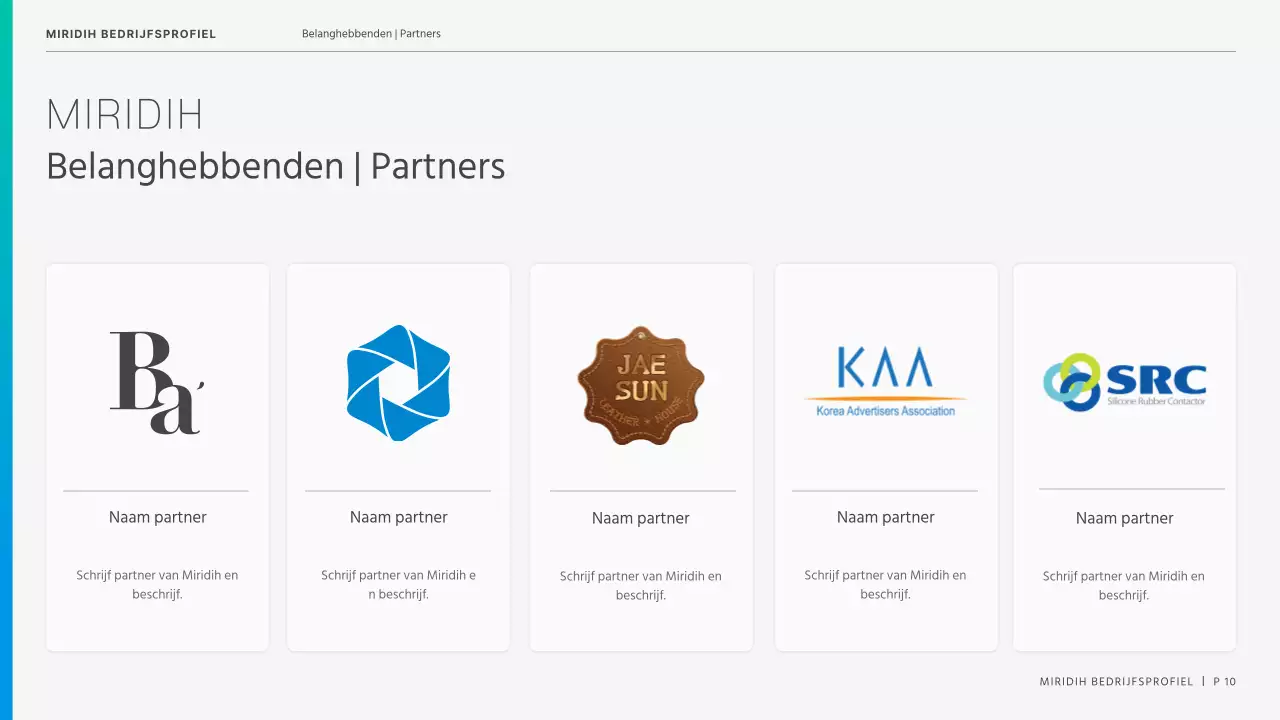 Een moderne bedrijfsbrief in blauw en chartreuse