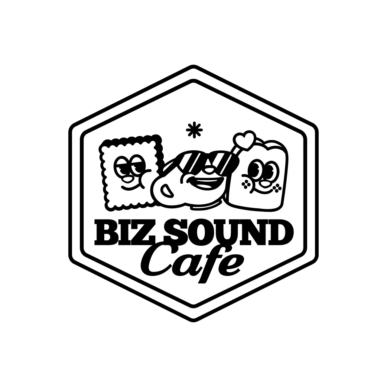 Kafe bergaya logo lambang bergambar yang sederhana dan lucu