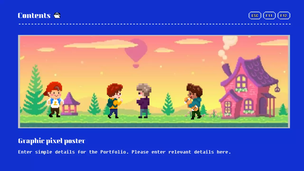 Portfolio presentation in blue and yellow