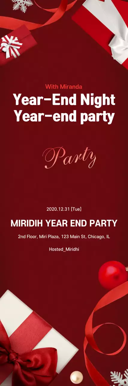 Banner de convite para festa elegante vermelho