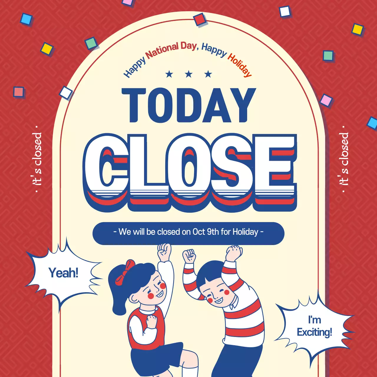 Red Retro Holiday Announcement Instagram Post