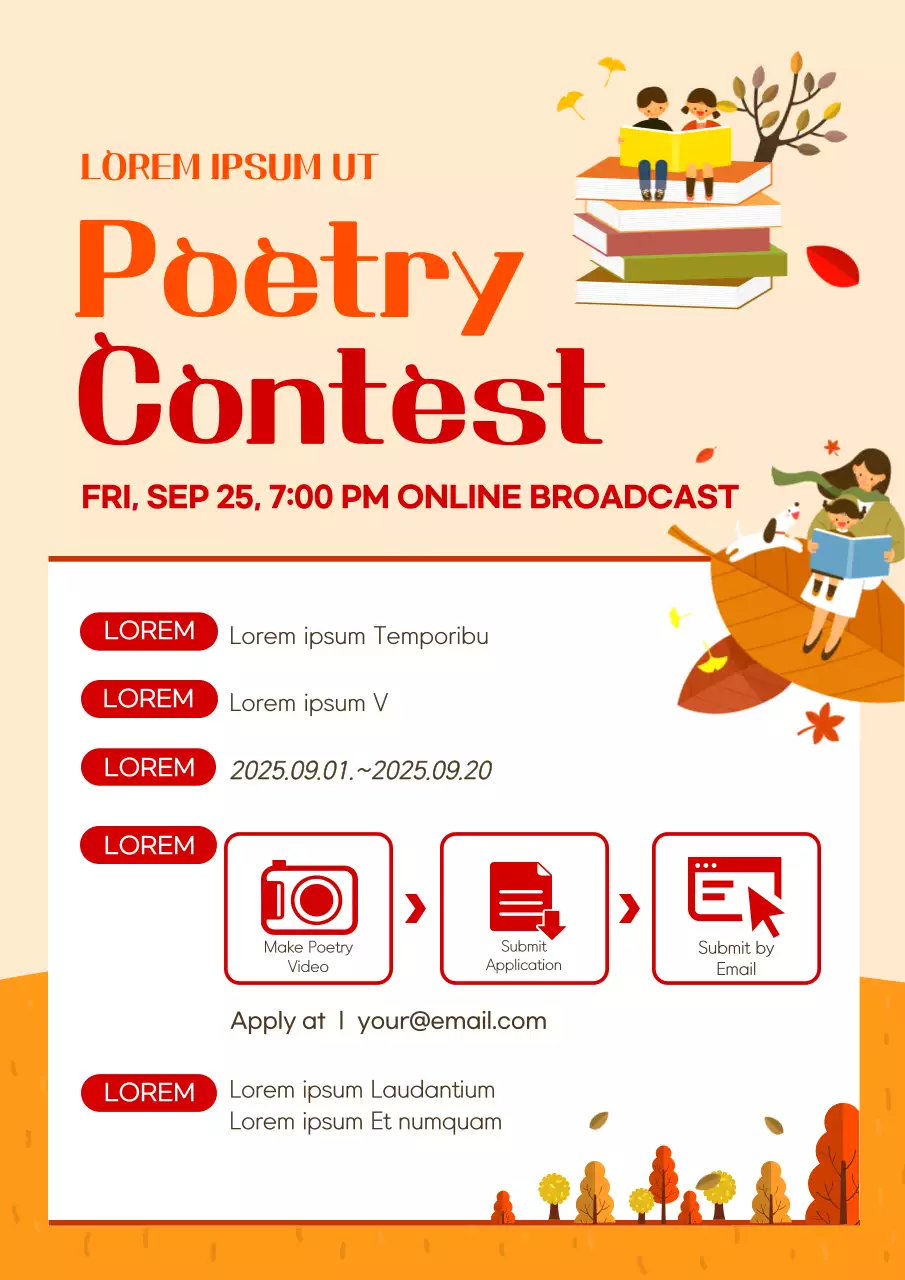 Orange Retro Poetry Announcement Poster