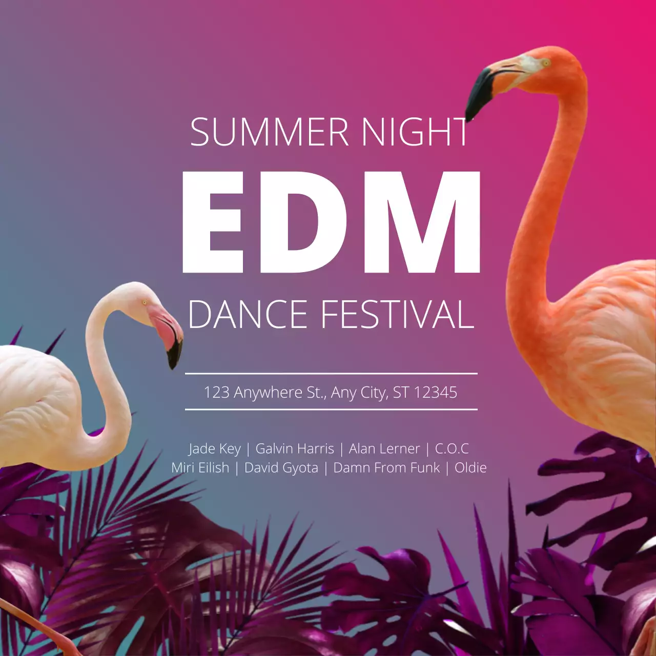 Pink Tropical Edm Event Instagram Post
