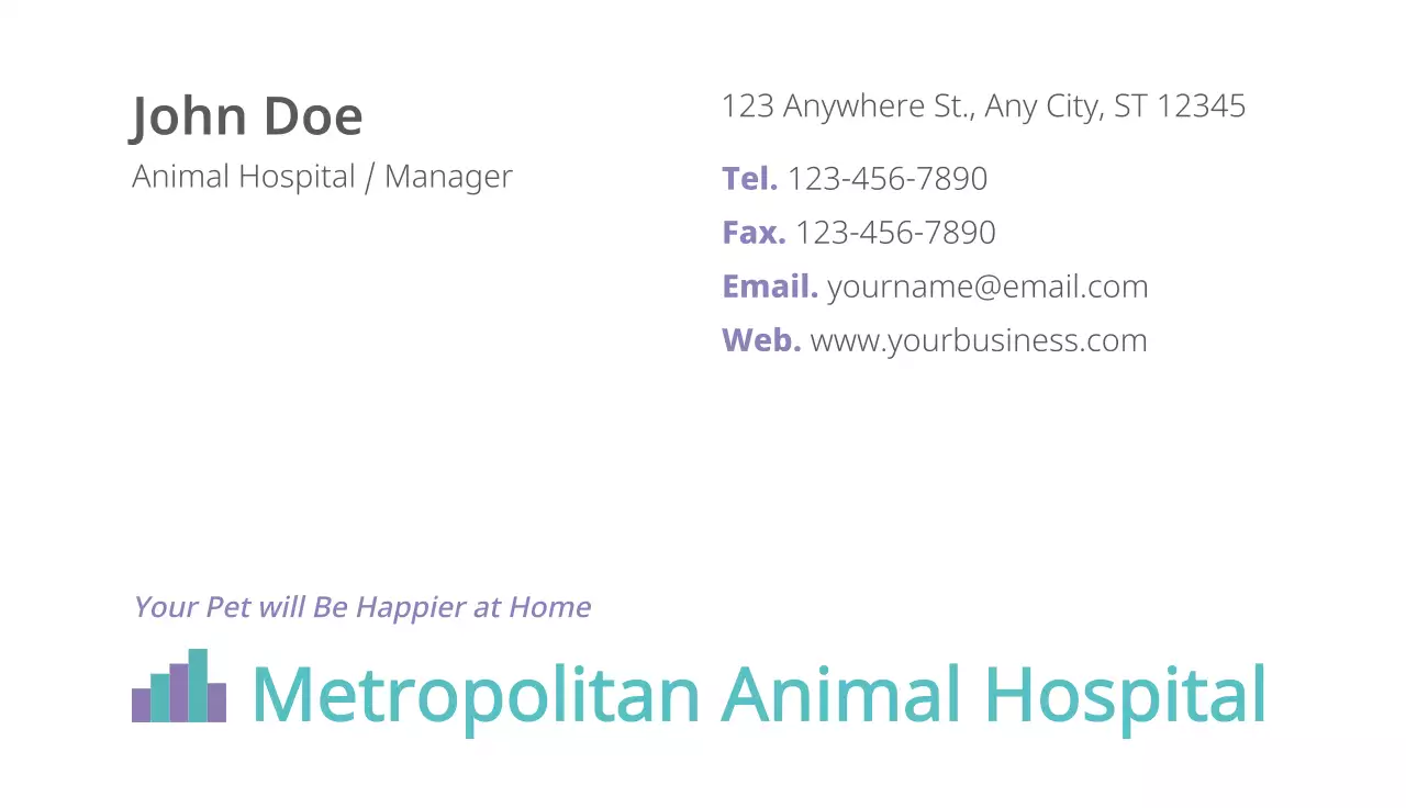 White Modern Animal Business Card