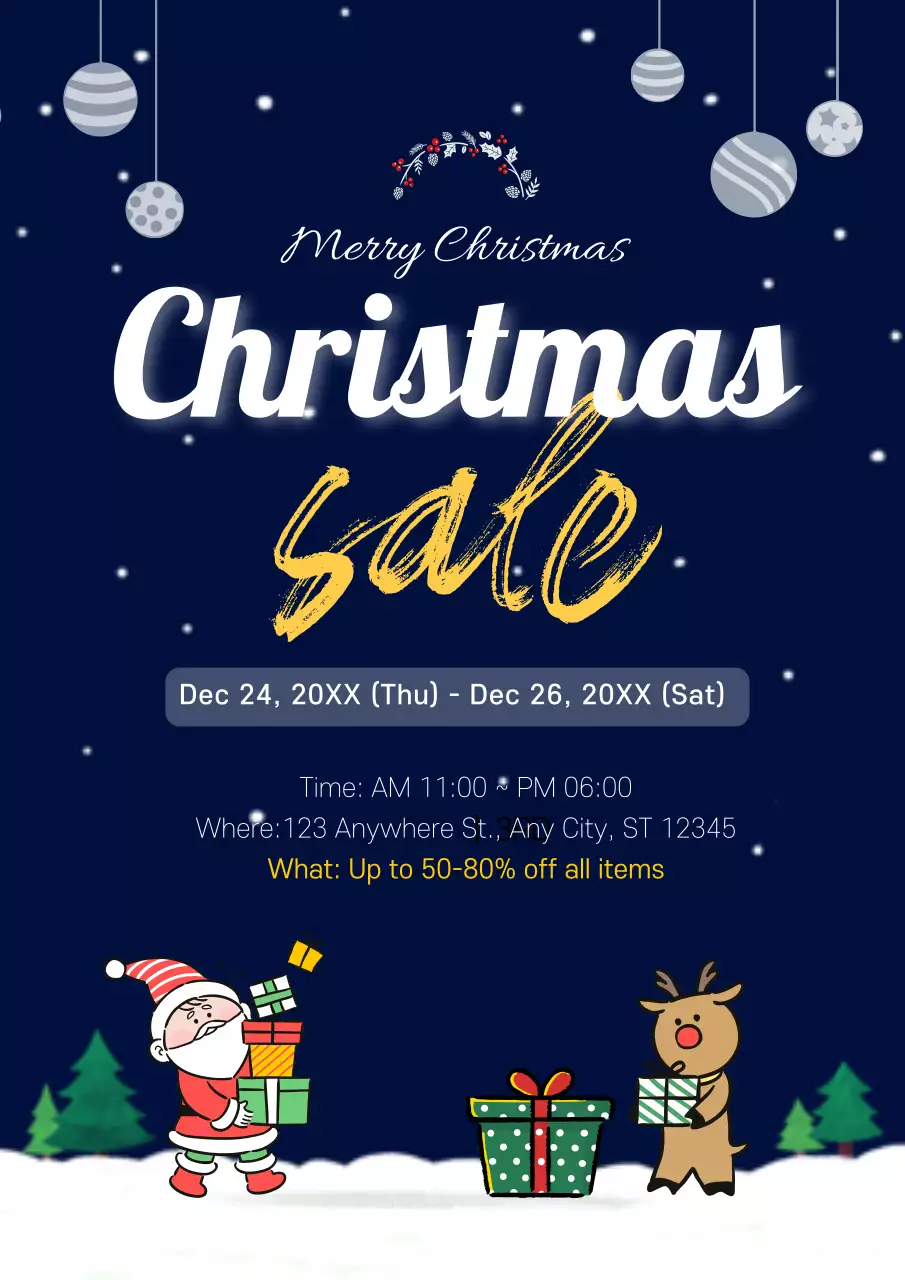 Navy Festive Christmas Sale Promotion Poster