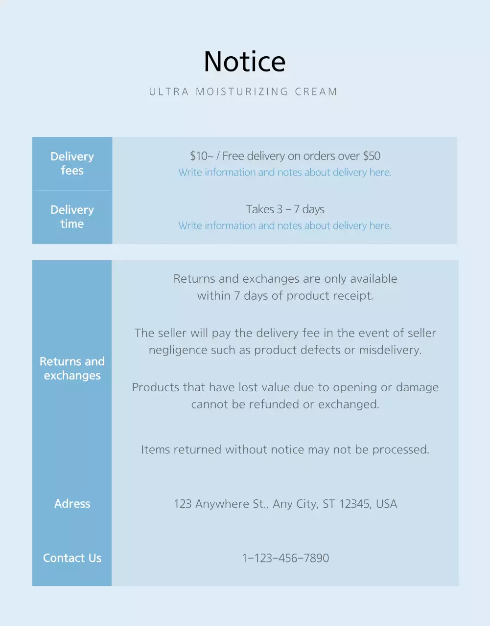 Cosmetics detail page