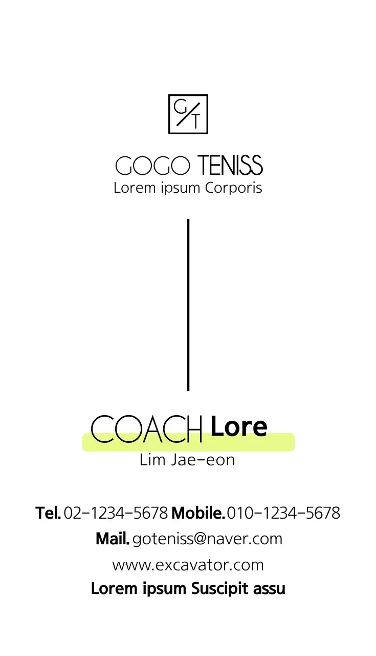 Kartu Nama Tenis Minimal Kuning