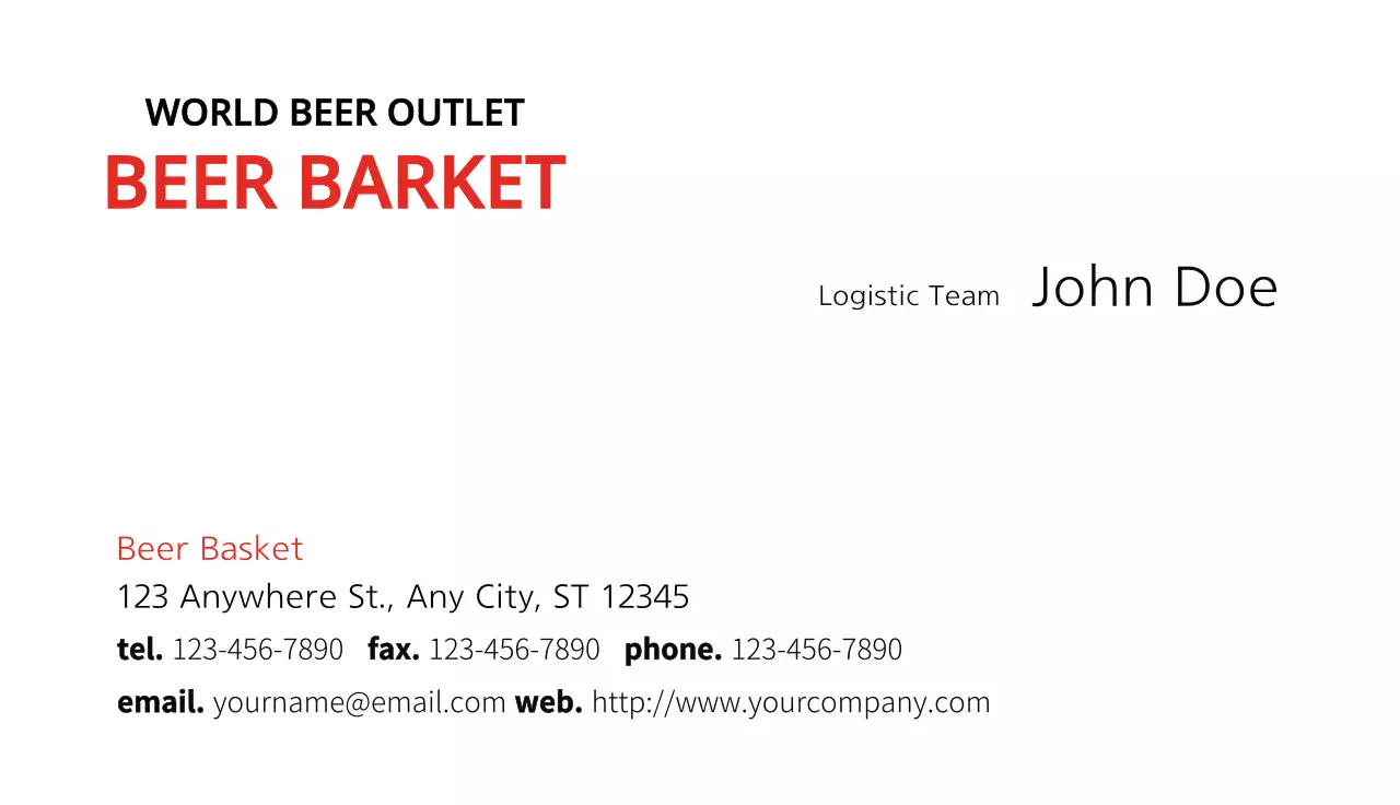 Red Minimal Beer Business Card