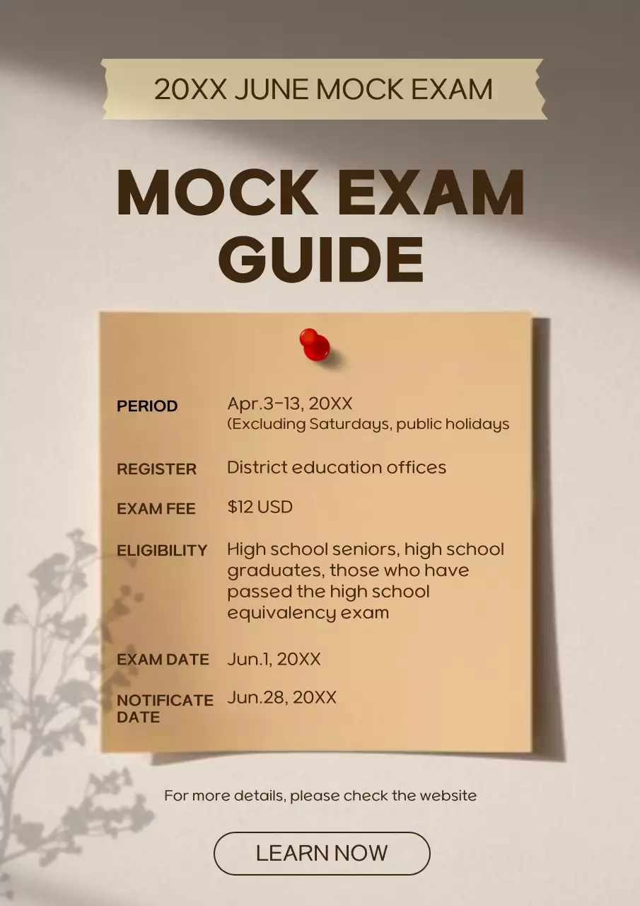Beige Simple Exam Guide Poster