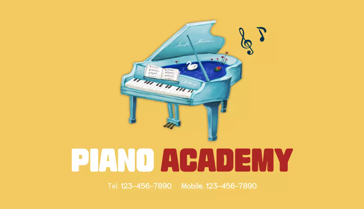 Yellow Artistic Piano Advertisement Business Card