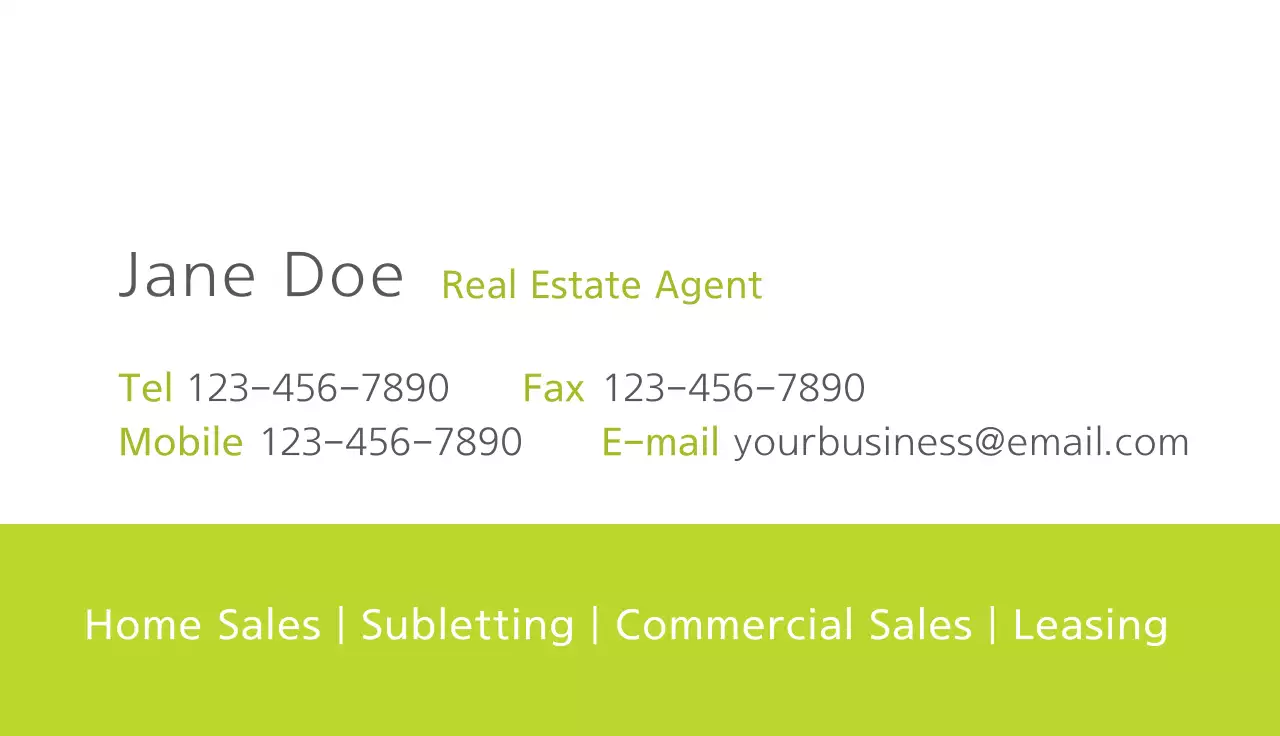Green Clean Real Estate Business Card