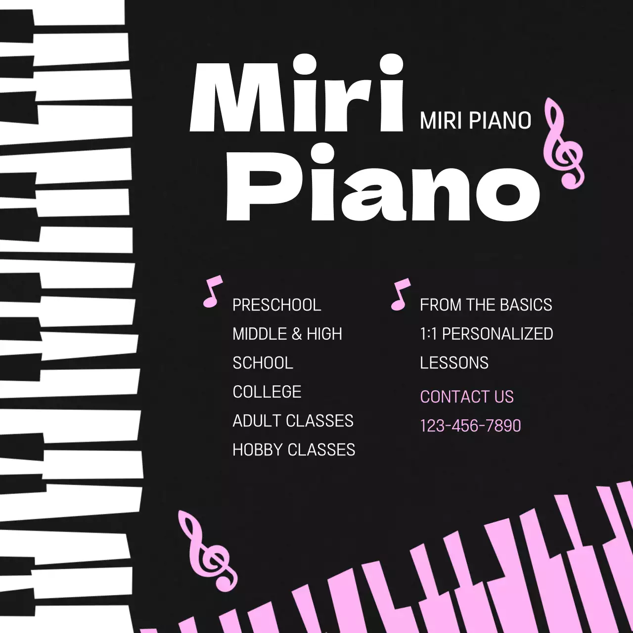 블랙 모던 피아노 광고 소셜 미디어 게시물