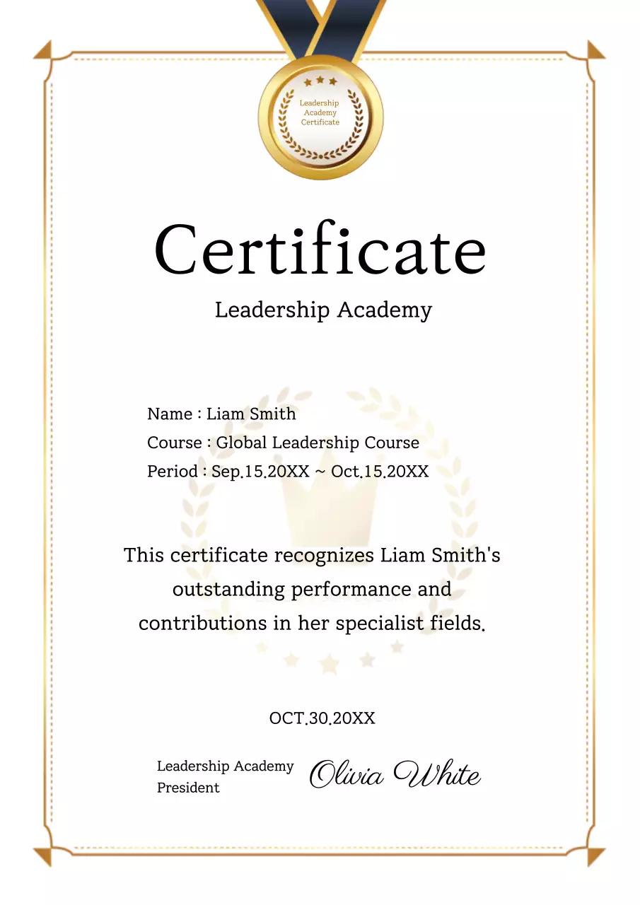 White Classic Leadership Certificate