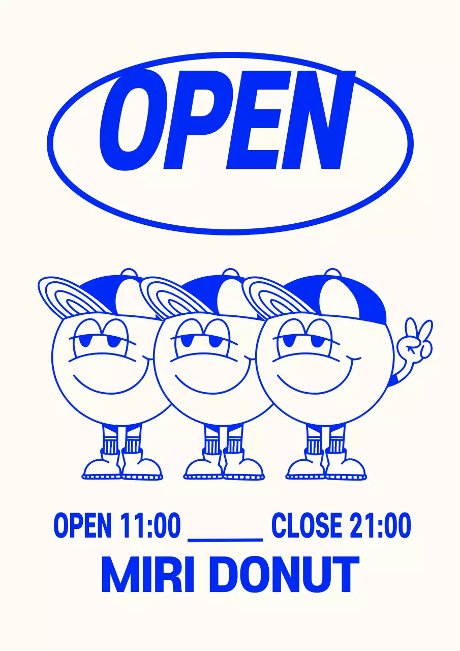 Cafe poster in ivory and blue