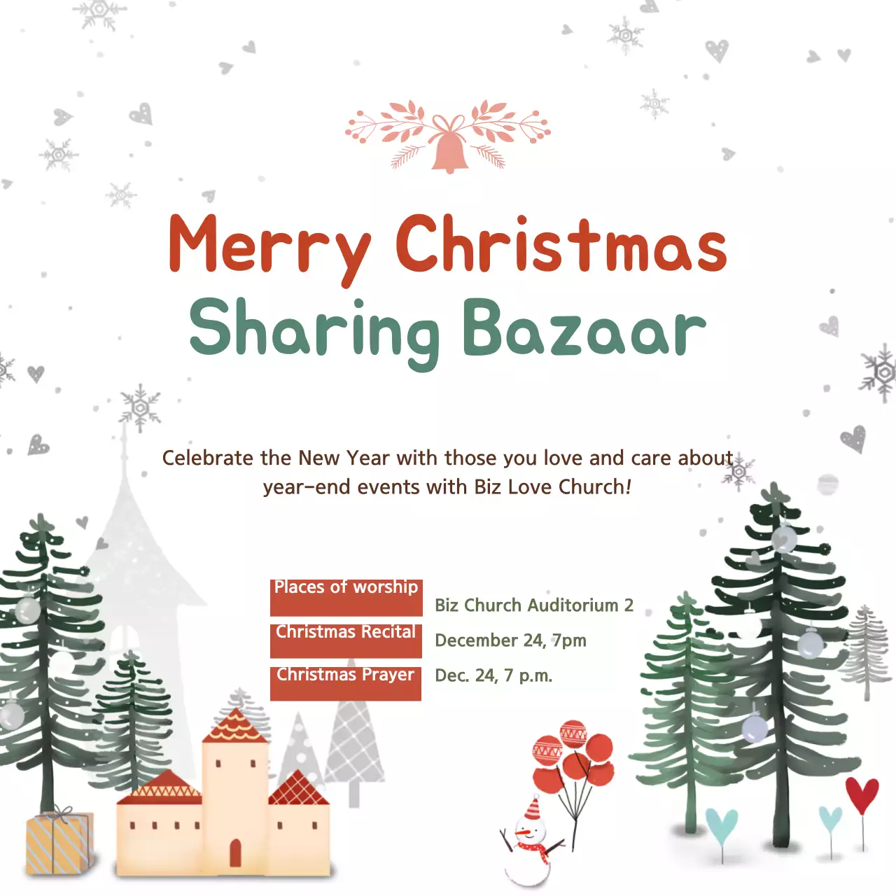 Biểu ngữ thông báo sự kiện Giáng sinh truyền thống màu đỏ