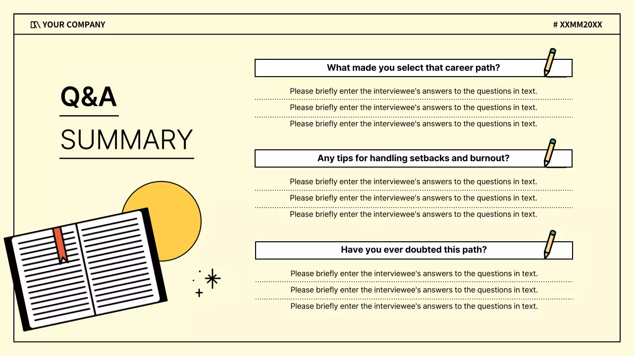 A kitschy business interview in purple and yellow