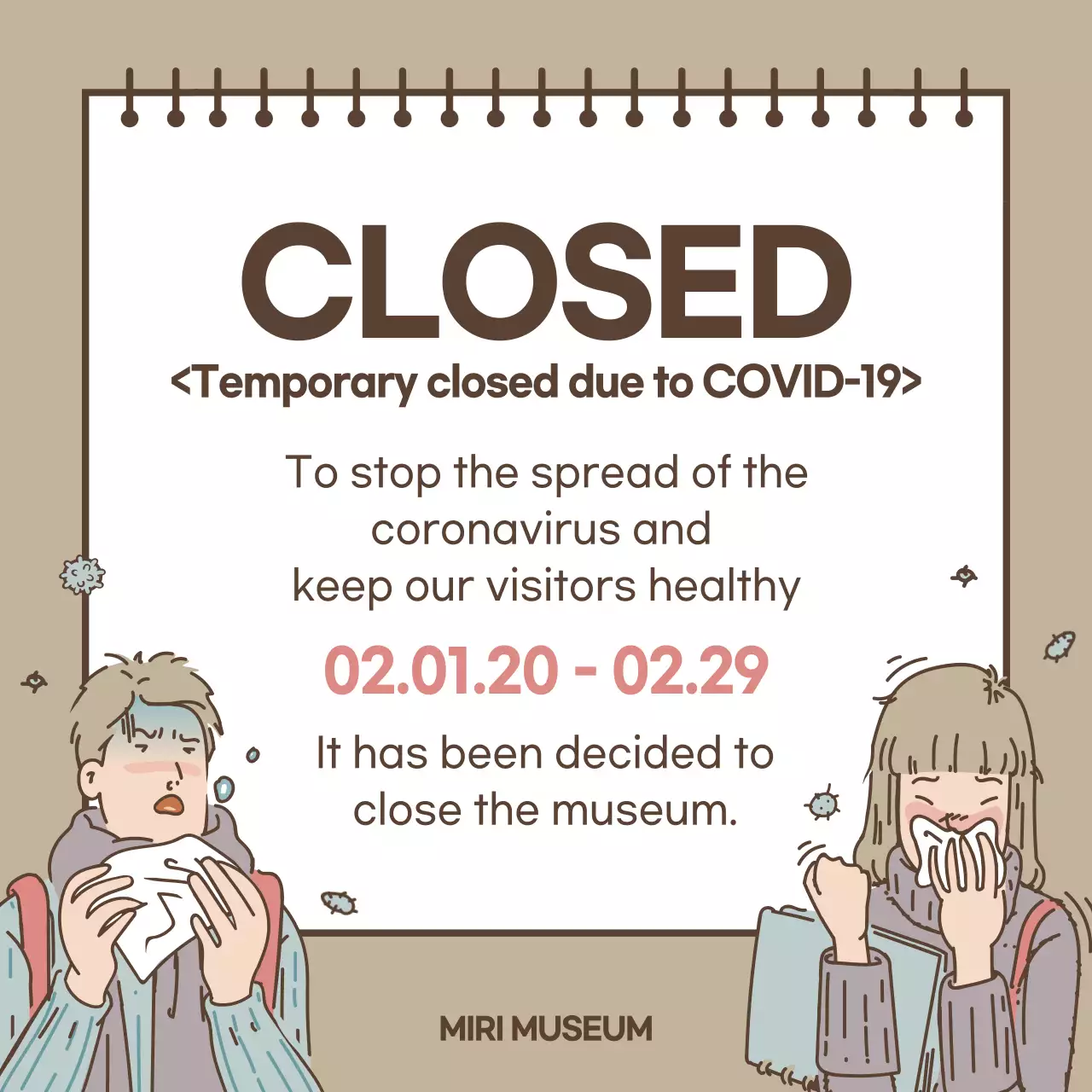 Beige Simple Museum Announcement Instagram Post