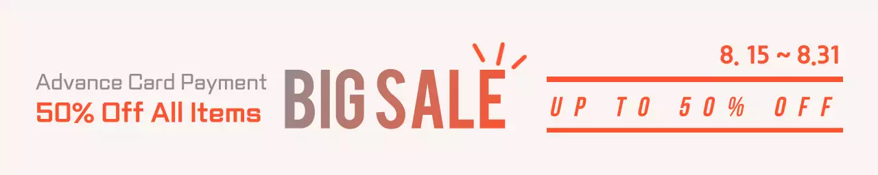 Orange and gray card discount event horizontal web banner