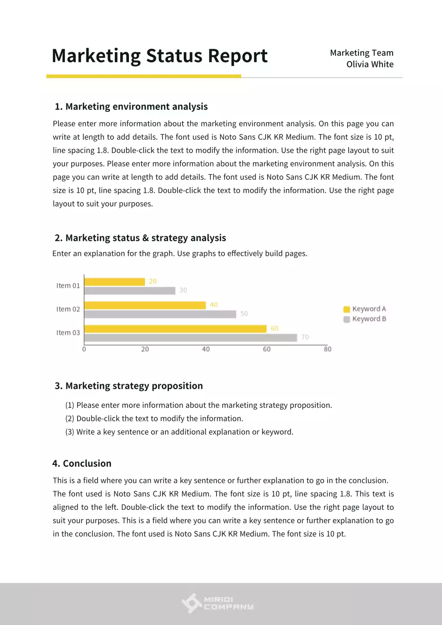 Reports with a clean yellow and gray theme