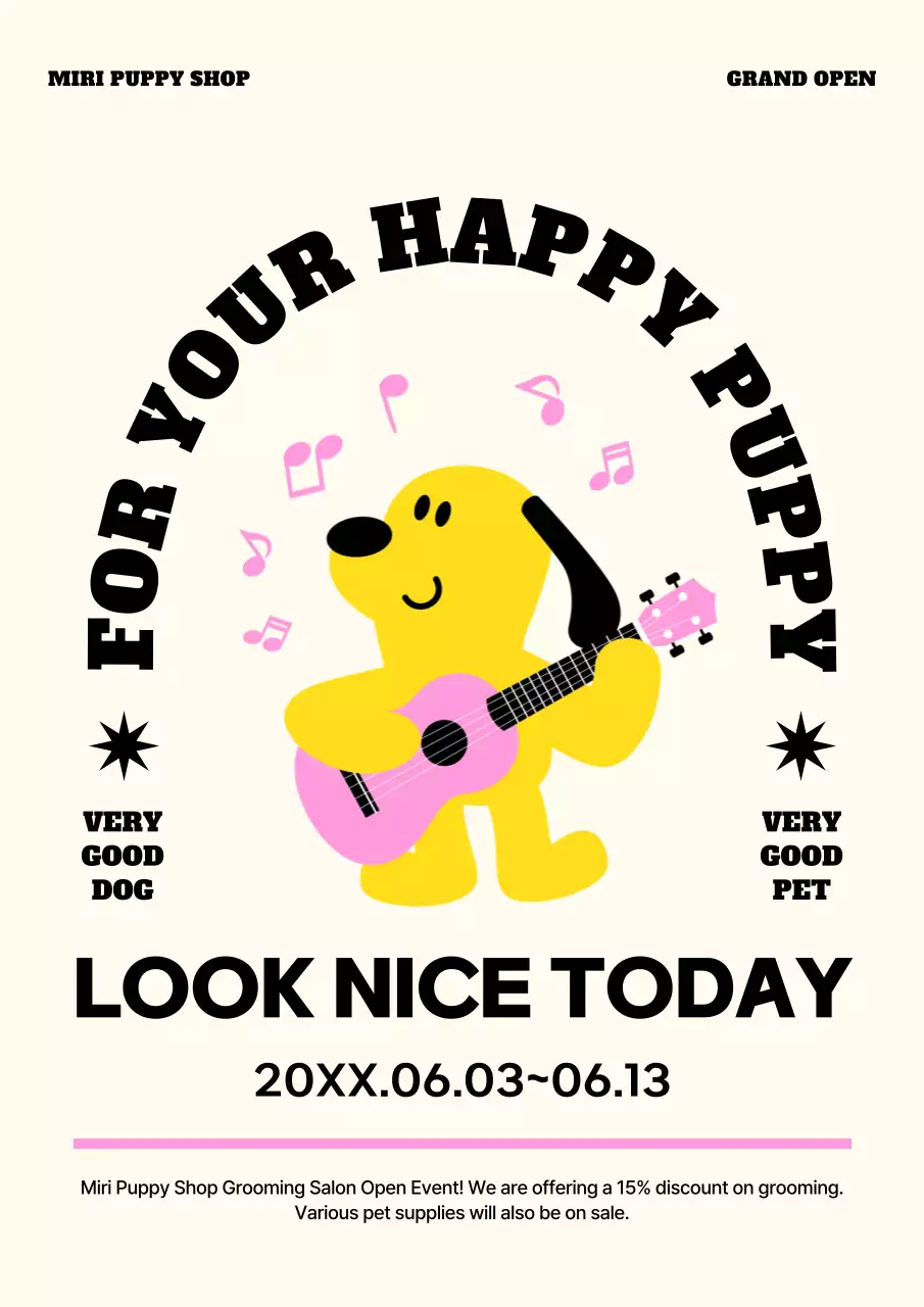 Yellow Retro Pet Promotion Poster