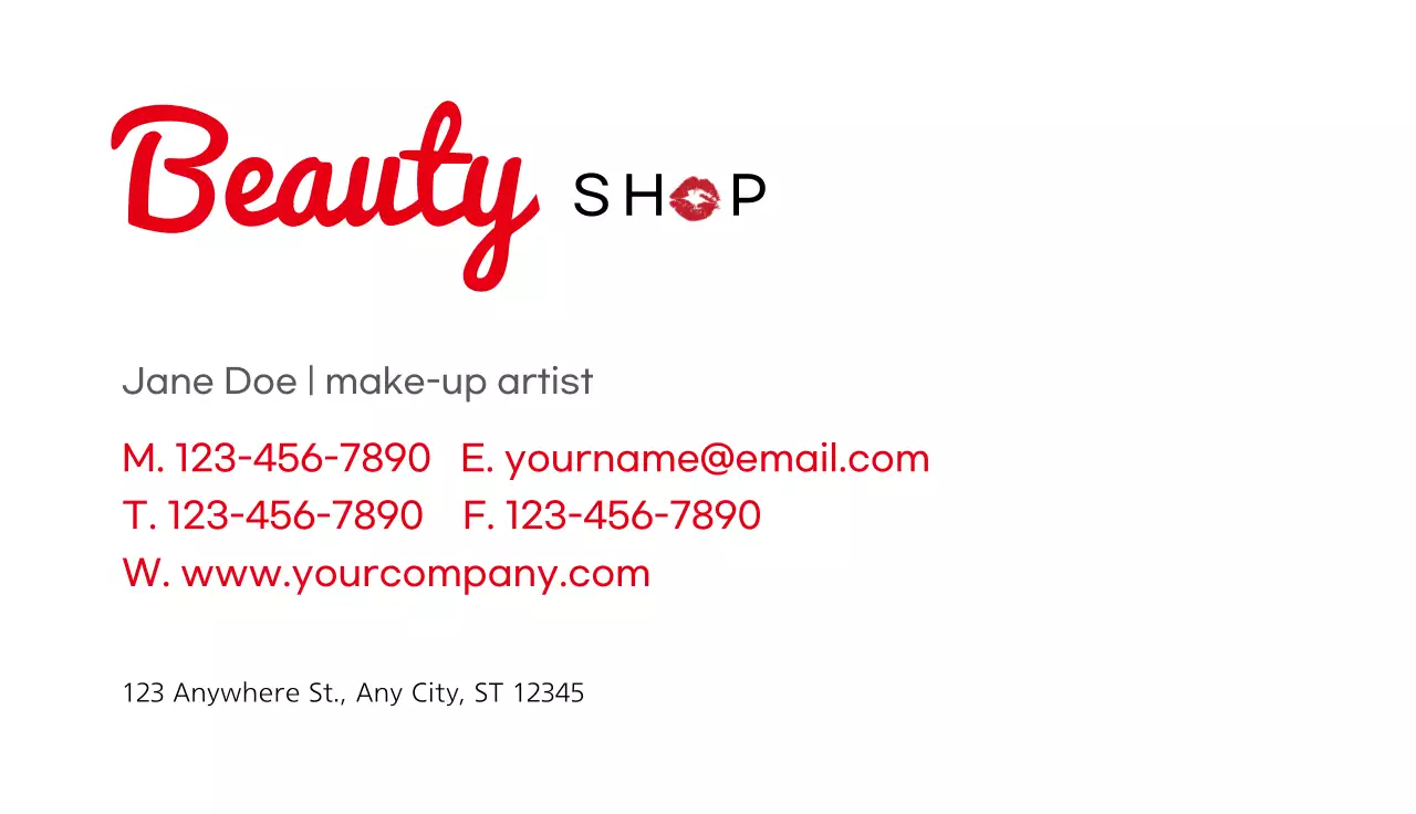 Red Simple Beauty Business Card