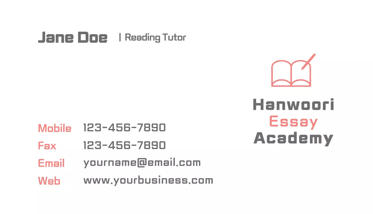 White Minimal Education Business Card