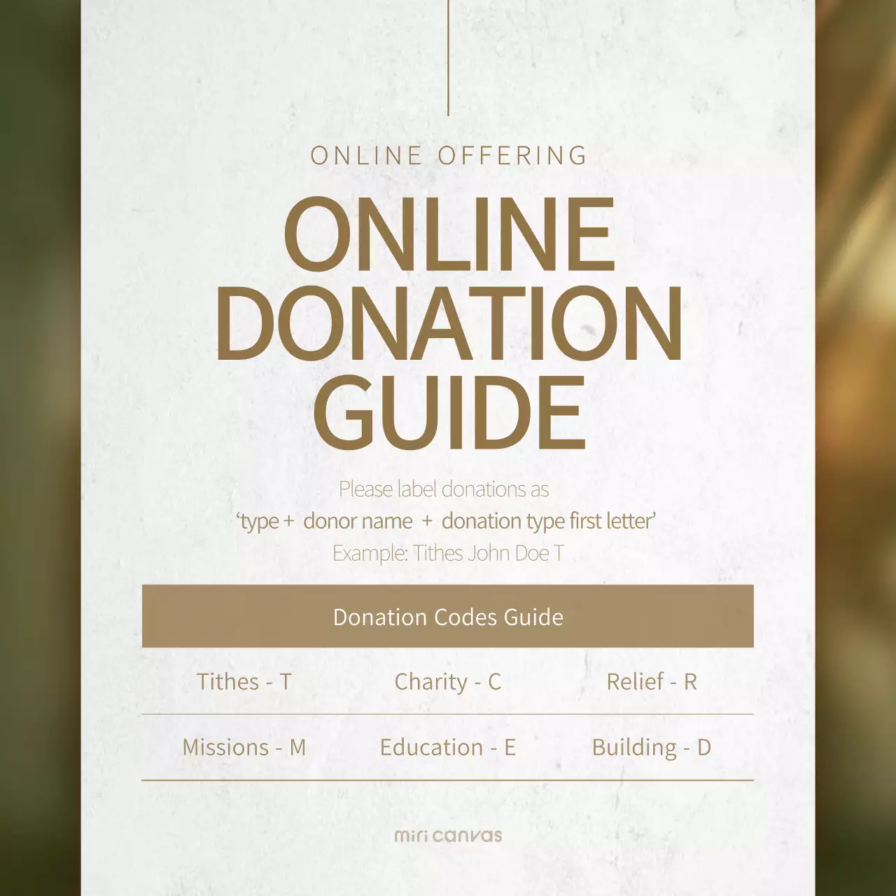 Beige Minimal Donation Guide Instagram Post