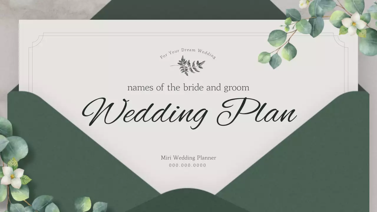 Wedding planning with a green invitation concept