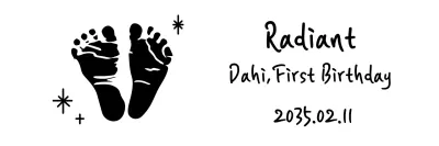 First birthday keepsake with black baby's footprint