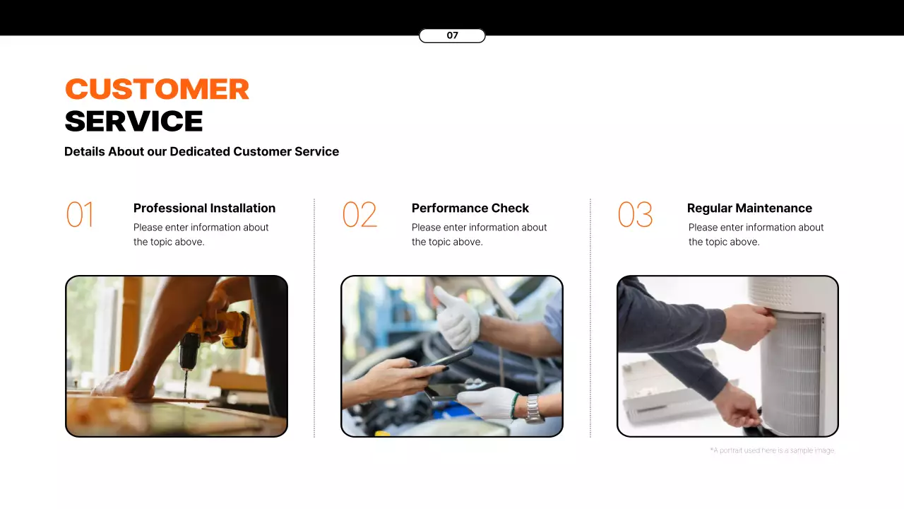 Appliance rental service proposal with orange elements