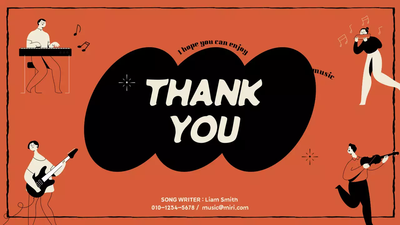 Composer portfolio in orange and black