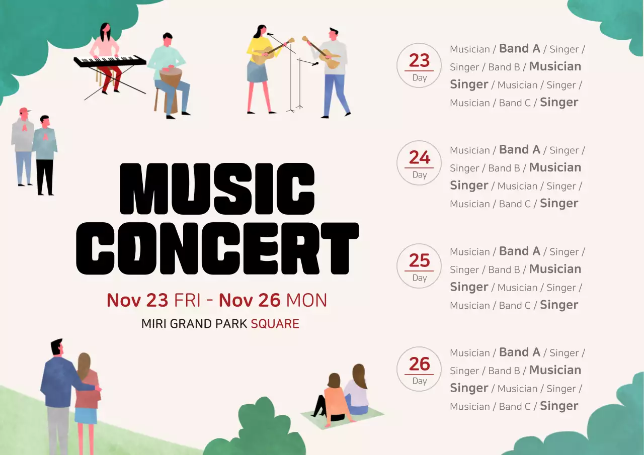 Poster Acara Musik Modern Beige