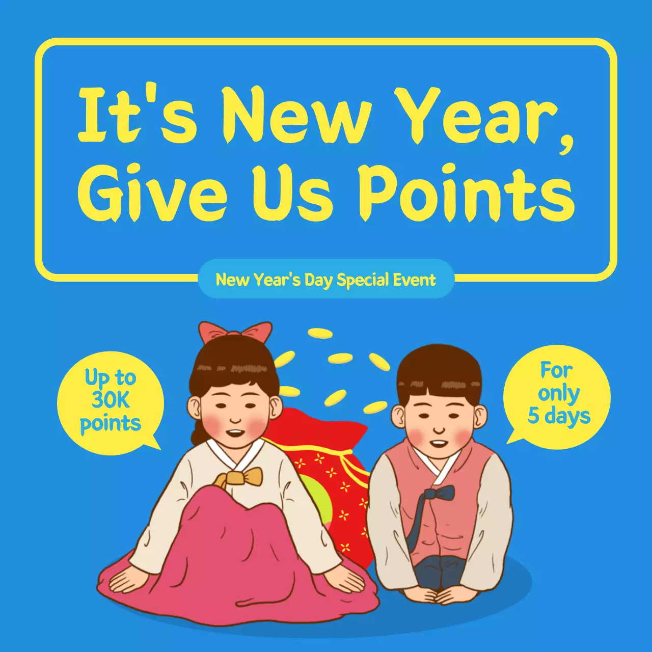 Blue Traditional New Year Promotion Instagram Post