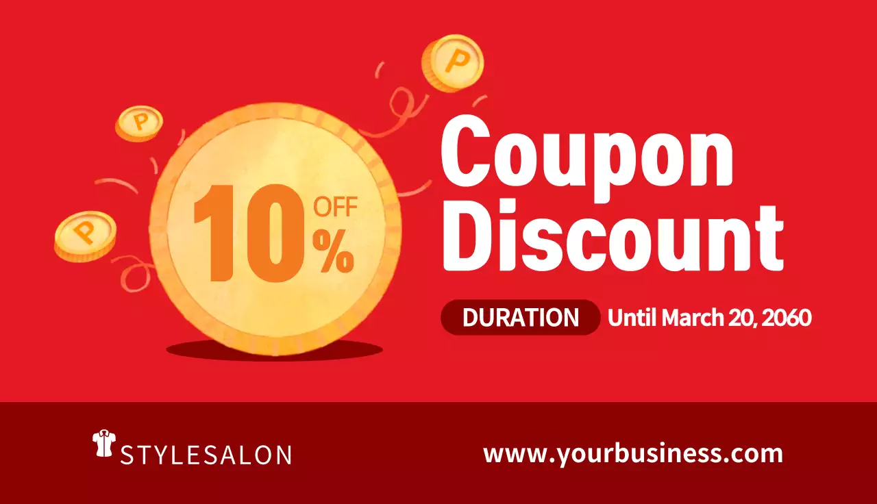 Red Modern Coupon Promotion Business Card