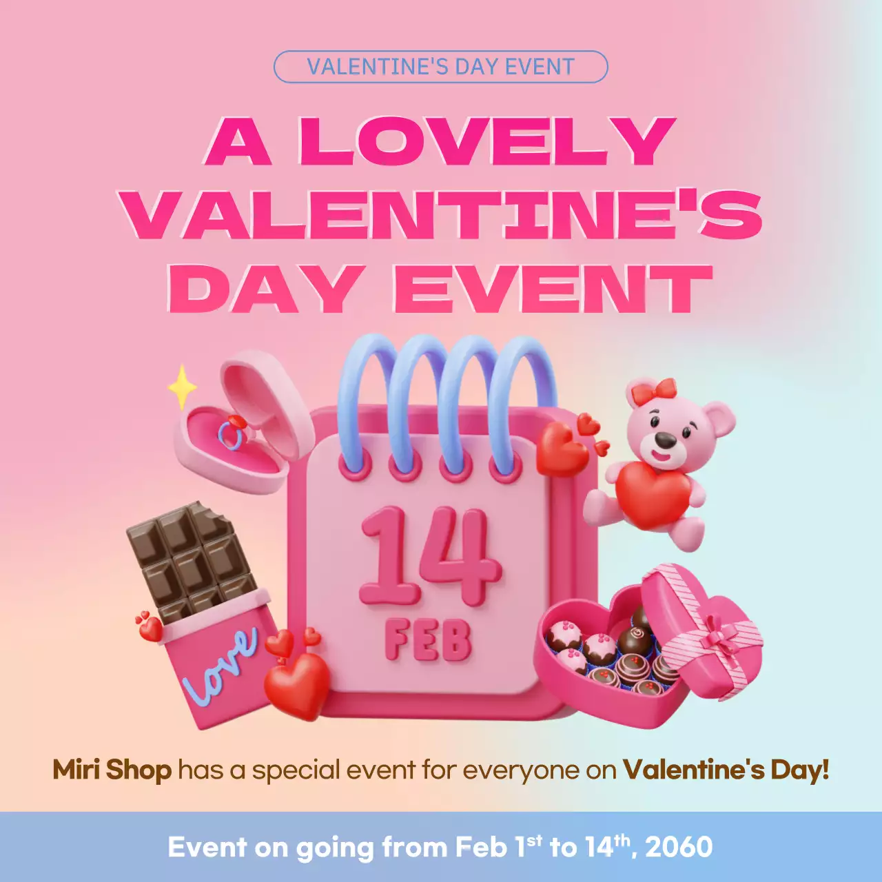 3D Valentine in pink